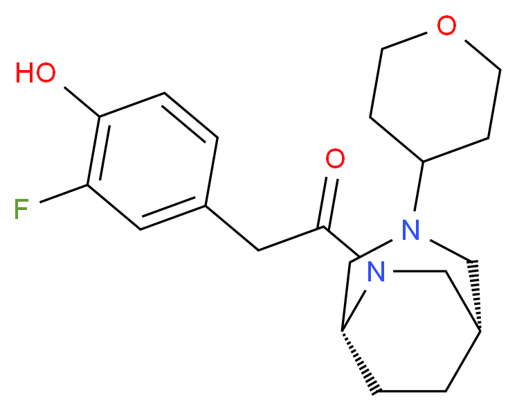 2-fluoro-4-{2-oxo-2-[(1S*,5R*)-3-(tetrahydro-2H-pyran-4-yl)-3,6-diazabicyclo[3.2.2]non-6-yl]ethyl}phenol_分子结构_CAS_)