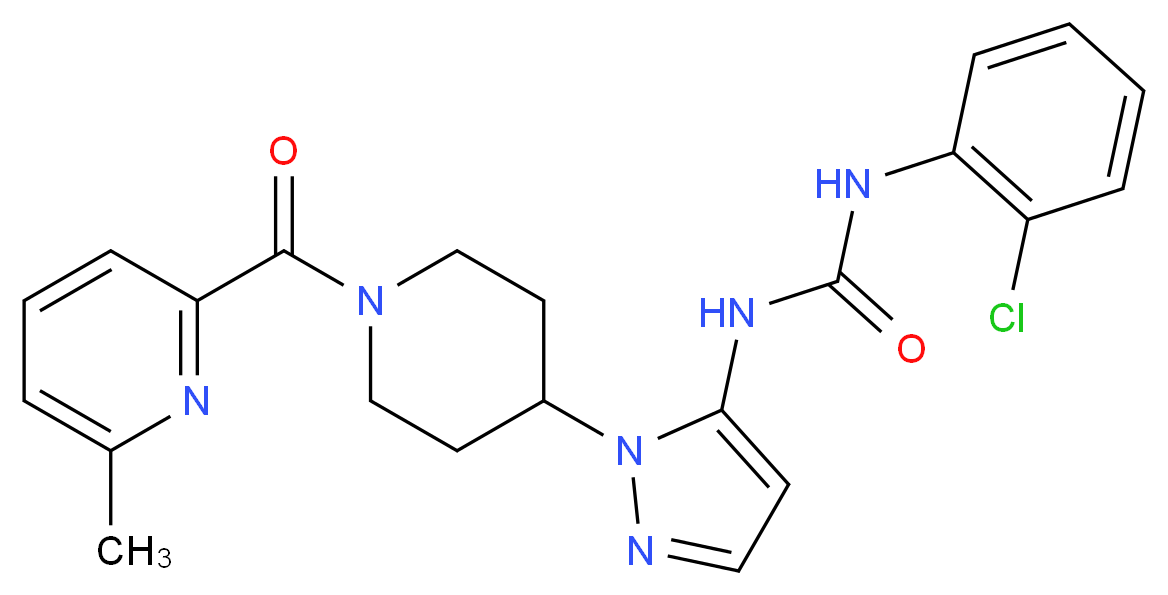 N-(2-chlorophenyl)-N'-(1-{1-[(6-methyl-2-pyridinyl)carbonyl]-4-piperidinyl}-1H-pyrazol-5-yl)urea_分子结构_CAS_)