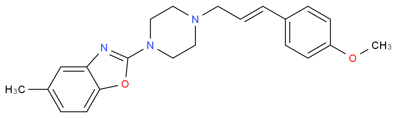 2-{4-[(2E)-3-(4-methoxyphenyl)prop-2-en-1-yl]piperazin-1-yl}-5-methyl-1,3-benzoxazole_分子结构_CAS_)
