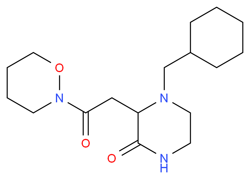 4-(cyclohexylmethyl)-3-[2-(1,2-oxazinan-2-yl)-2-oxoethyl]-2-piperazinone_分子结构_CAS_)