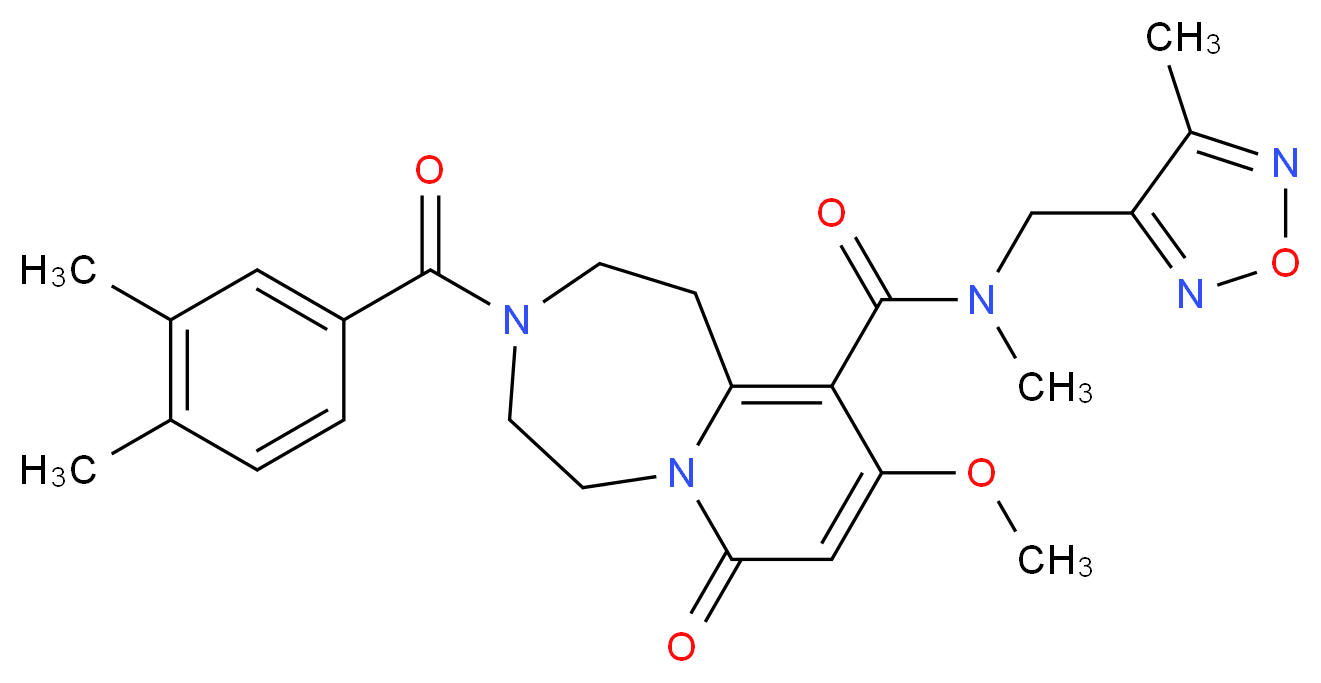 3-(3,4-dimethylbenzoyl)-9-methoxy-N-methyl-N-[(4-methyl-1,2,5-oxadiazol-3-yl)methyl]-7-oxo-1,2,3,4,5,7-hexahydropyrido[1,2-d][1,4]diazepine-10-carboxamide_分子结构_CAS_)