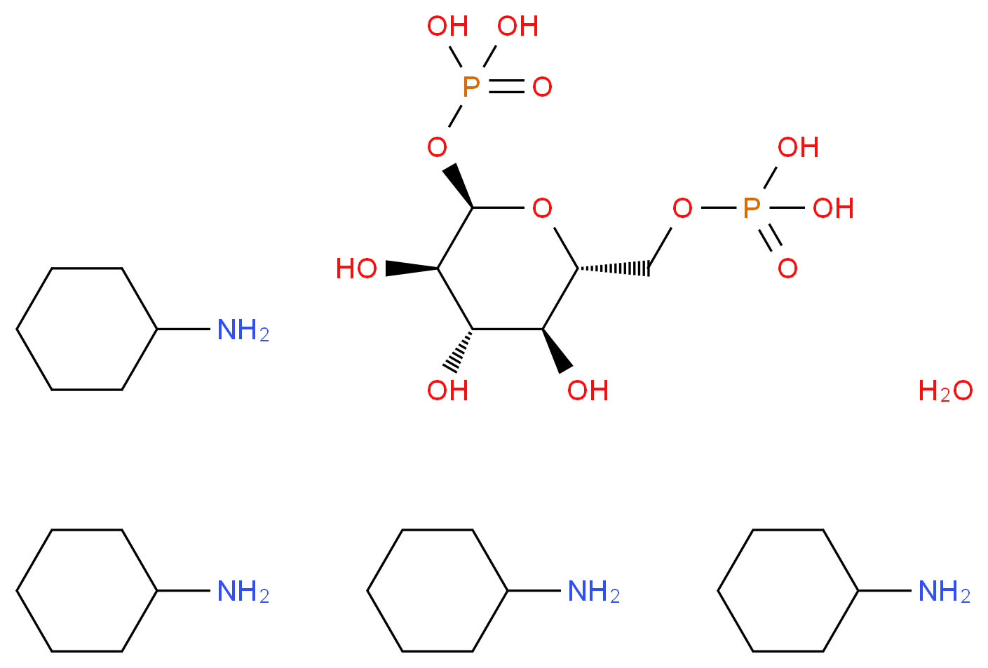 α-D-Glucose 1,6-bisphosphate tetra(cyclohexylammonium) salt hydrate_分子结构_CAS_71662-13-0)