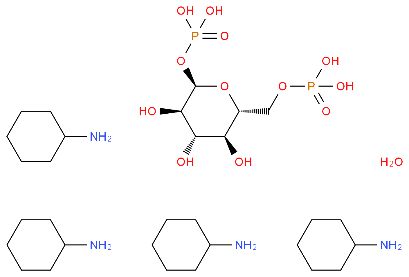 tetrakis(cyclohexanamine) {[(2R,3R,4S,5S,6R)-3,4,5-trihydroxy-6-[(phosphonooxy)methyl]oxan-2-yl]oxy}phosphonic acid hydrate_分子结构_CAS_71662-13-0