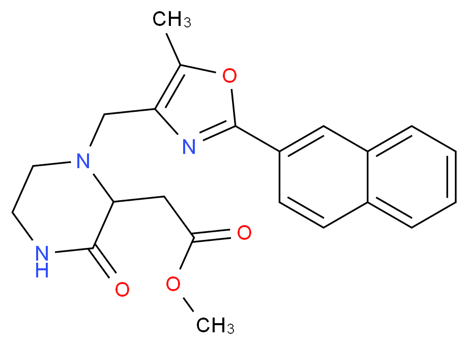 methyl (1-{[5-methyl-2-(2-naphthyl)-1,3-oxazol-4-yl]methyl}-3-oxo-2-piperazinyl)acetate_分子结构_CAS_)