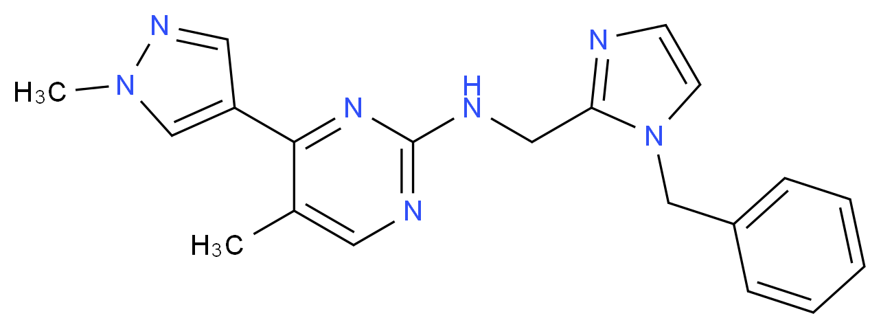 N-[(1-benzyl-1H-imidazol-2-yl)methyl]-5-methyl-4-(1-methyl-1H-pyrazol-4-yl)-2-pyrimidinamine_分子结构_CAS_)