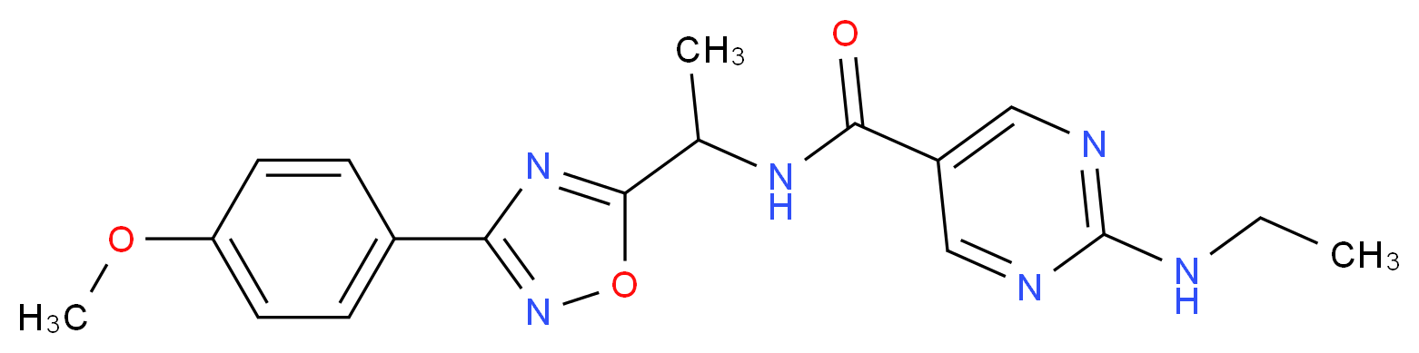 2-(ethylamino)-N-{1-[3-(4-methoxyphenyl)-1,2,4-oxadiazol-5-yl]ethyl}-5-pyrimidinecarboxamide_分子结构_CAS_)