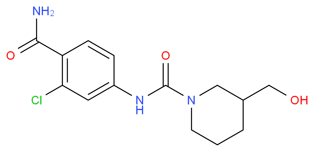 N-[4-(aminocarbonyl)-3-chlorophenyl]-3-(hydroxymethyl)piperidine-1-carboxamide_分子结构_CAS_)