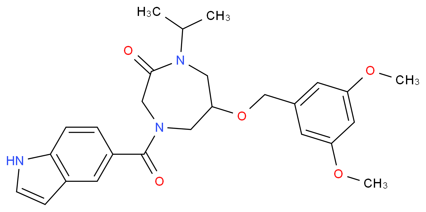 6-[(3,5-dimethoxybenzyl)oxy]-4-(1H-indol-5-ylcarbonyl)-1-isopropyl-1,4-diazepan-2-one_分子结构_CAS_)