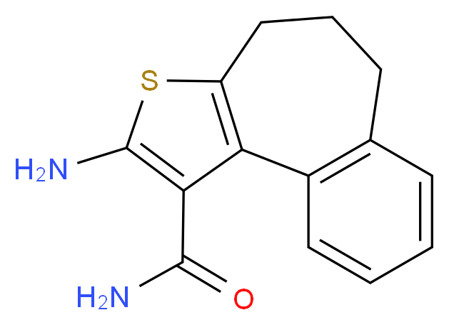 4-amino-5-thiatricyclo[8.4.0.0^{2,6}]tetradeca-1(10),2(6),3,11,13-pentaene-3-carboxamide_分子结构_CAS_)