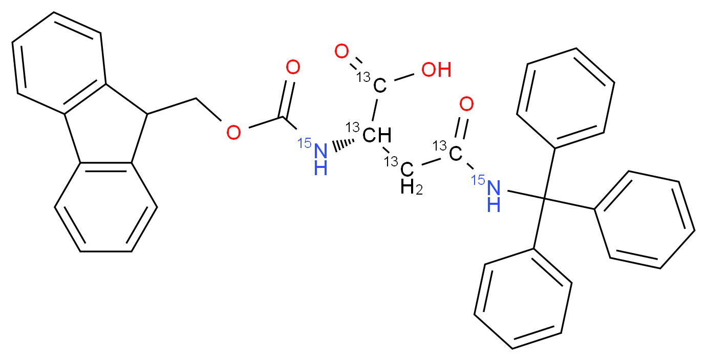 Fmoc-Asn(Trt)-OH (U-13C4, U-15N2)_分子结构_CAS_)