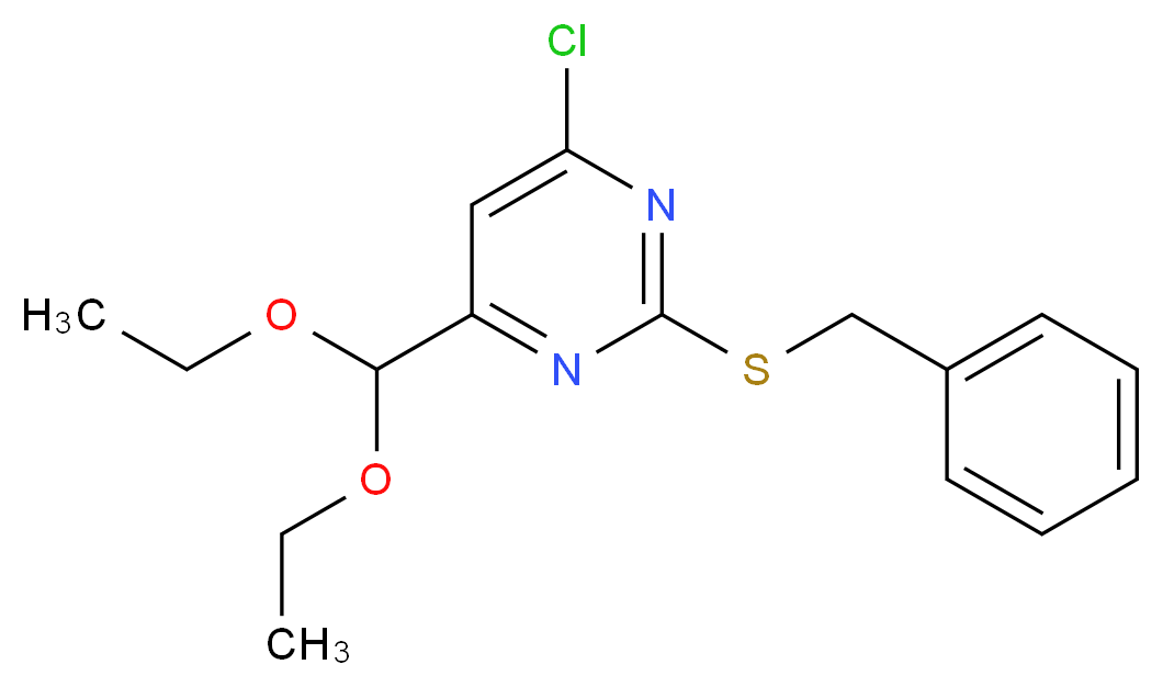 2-(benzylsulfanyl)-4-chloro-6-(diethoxymethyl)pyrimidine_分子结构_CAS_525559-14-2