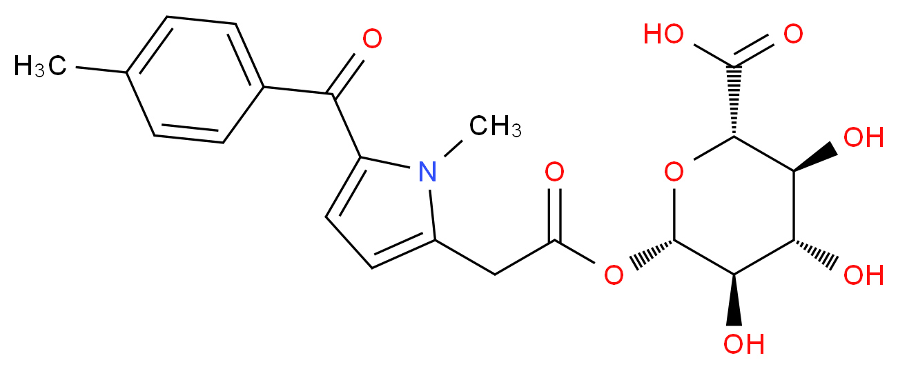 (2S,3S,4S,5R,6S)-3,4,5-trihydroxy-6-({2-[1-methyl-5-(4-methylbenzoyl)-1H-pyrrol-2-yl]acetyl}oxy)oxane-2-carboxylic acid_分子结构_CAS_71595-19-2