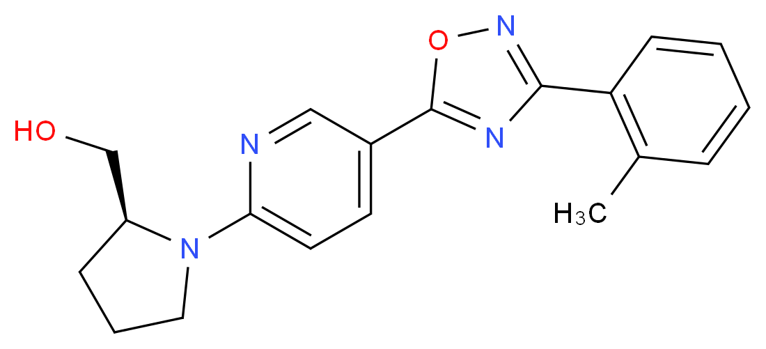 ((2S)-1-{5-[3-(2-methylphenyl)-1,2,4-oxadiazol-5-yl]-2-pyridinyl}-2-pyrrolidinyl)methanol_分子结构_CAS_)