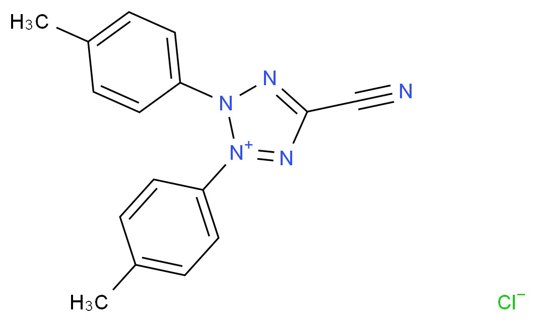 5-cyano-2,3-bis(4-methylphenyl)-3H-1,2λ<sup>5</sup>,3,4-tetrazol-2-ylium chloride_分子结构_CAS_90217-02-0