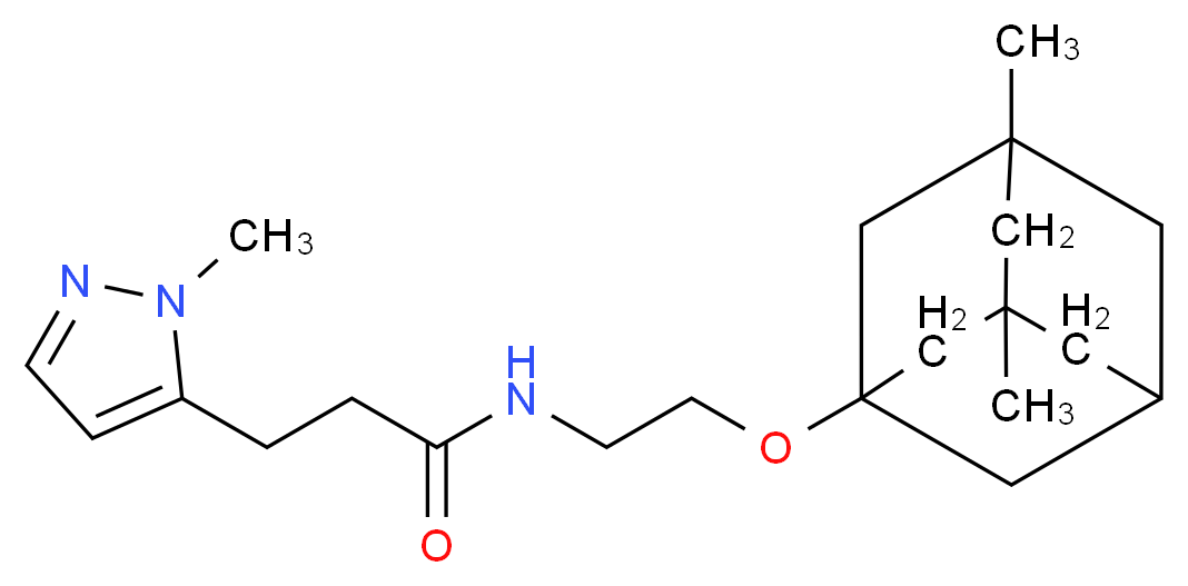 N-{2-[(3,5-dimethyl-1-adamantyl)oxy]ethyl}-3-(1-methyl-1H-pyrazol-5-yl)propanamide_分子结构_CAS_)
