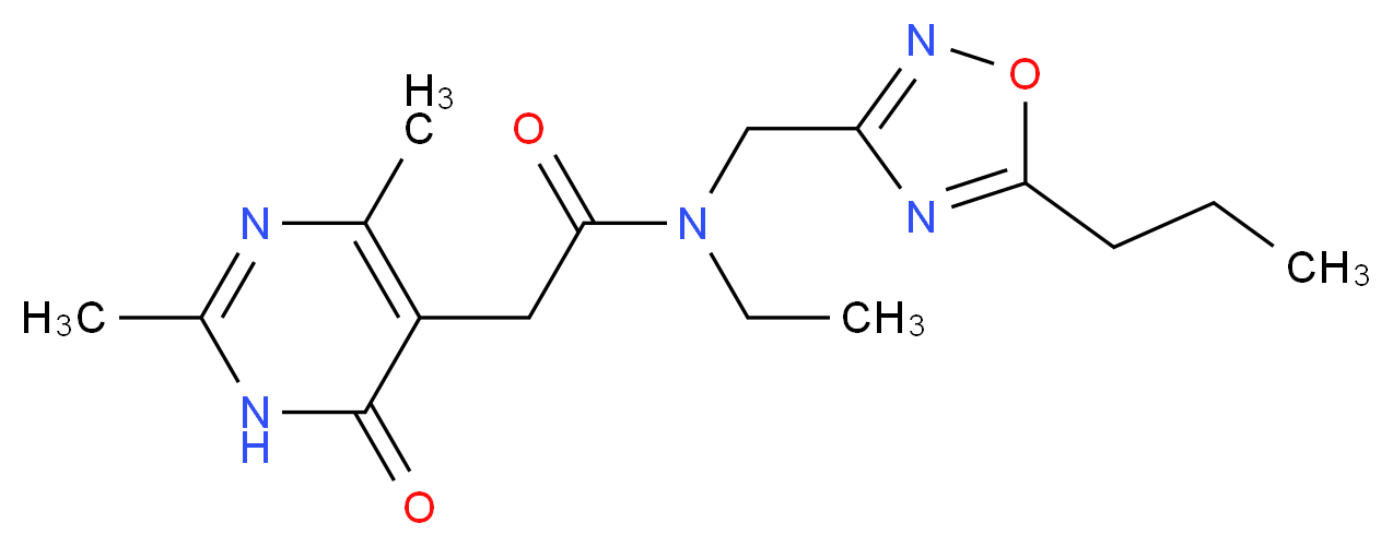 2-(2,4-dimethyl-6-oxo-1,6-dihydropyrimidin-5-yl)-N-ethyl-N-[(5-propyl-1,2,4-oxadiazol-3-yl)methyl]acetamide_分子结构_CAS_)