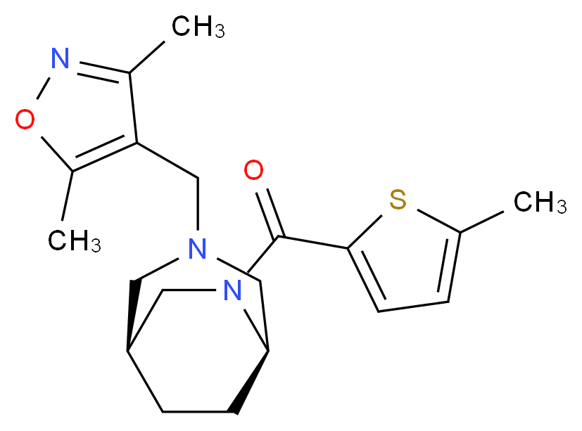 (1S*,5R*)-3-[(3,5-dimethyl-4-isoxazolyl)methyl]-6-[(5-methyl-2-thienyl)carbonyl]-3,6-diazabicyclo[3.2.2]nonane_分子结构_CAS_)