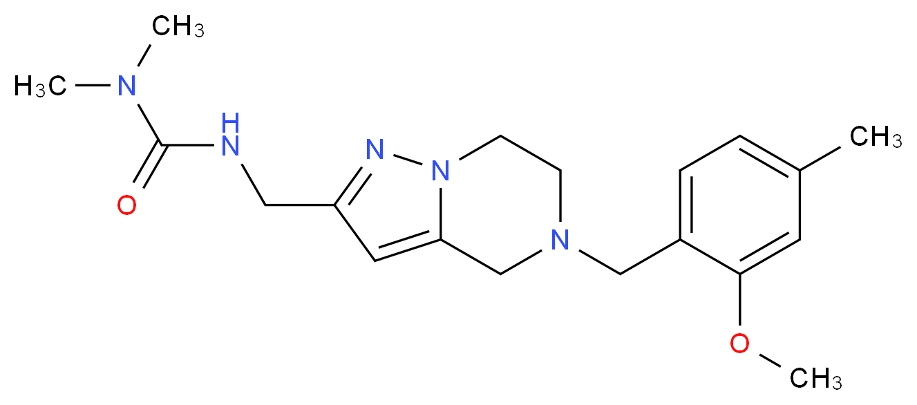 N'-{[5-(2-methoxy-4-methylbenzyl)-4,5,6,7-tetrahydropyrazolo[1,5-a]pyrazin-2-yl]methyl}-N,N-dimethylurea_分子结构_CAS_)