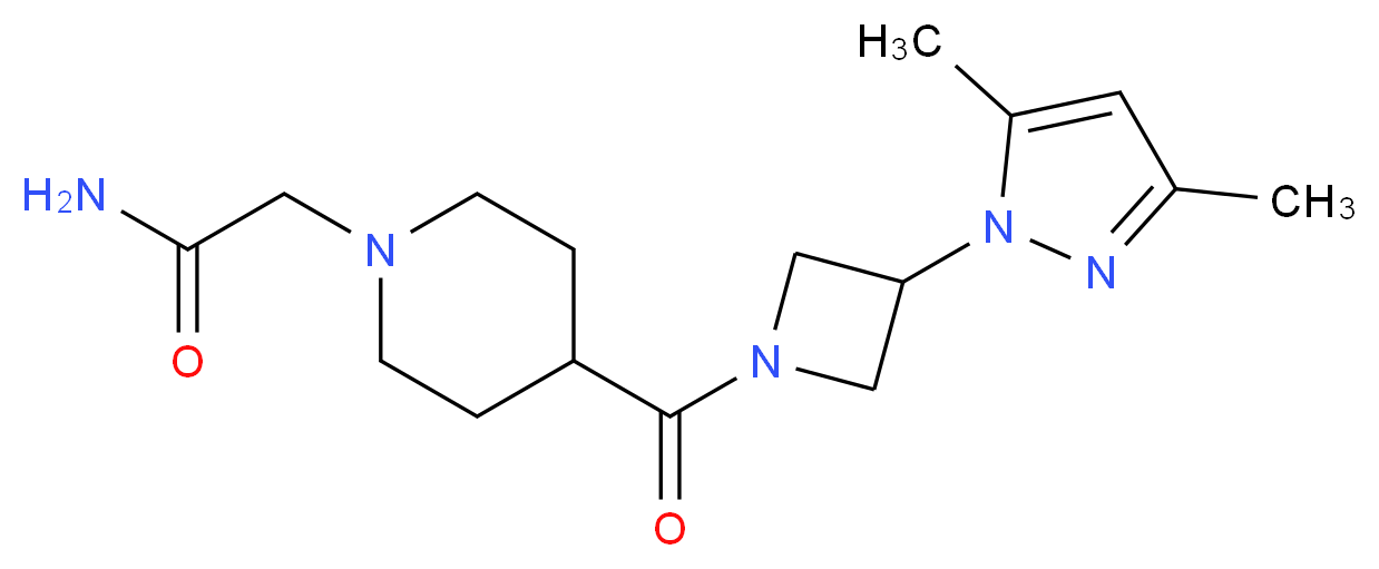 2-(4-{[3-(3,5-dimethyl-1H-pyrazol-1-yl)-1-azetidinyl]carbonyl}-1-piperidinyl)acetamide_分子结构_CAS_)