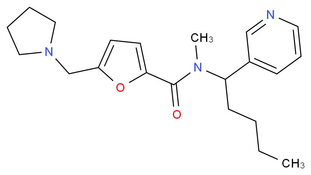 N-methyl-N-(1-pyridin-3-ylpentyl)-5-(pyrrolidin-1-ylmethyl)-2-furamide_分子结构_CAS_)