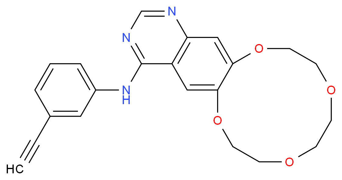 N-(3-ethynylphenyl)-7H,8H,10H,11H,13H,14H-1,4,7,10-tetraoxacyclododeca[2,3-g]quinazolin-4-amine_分子结构_CAS_610798-31-7
