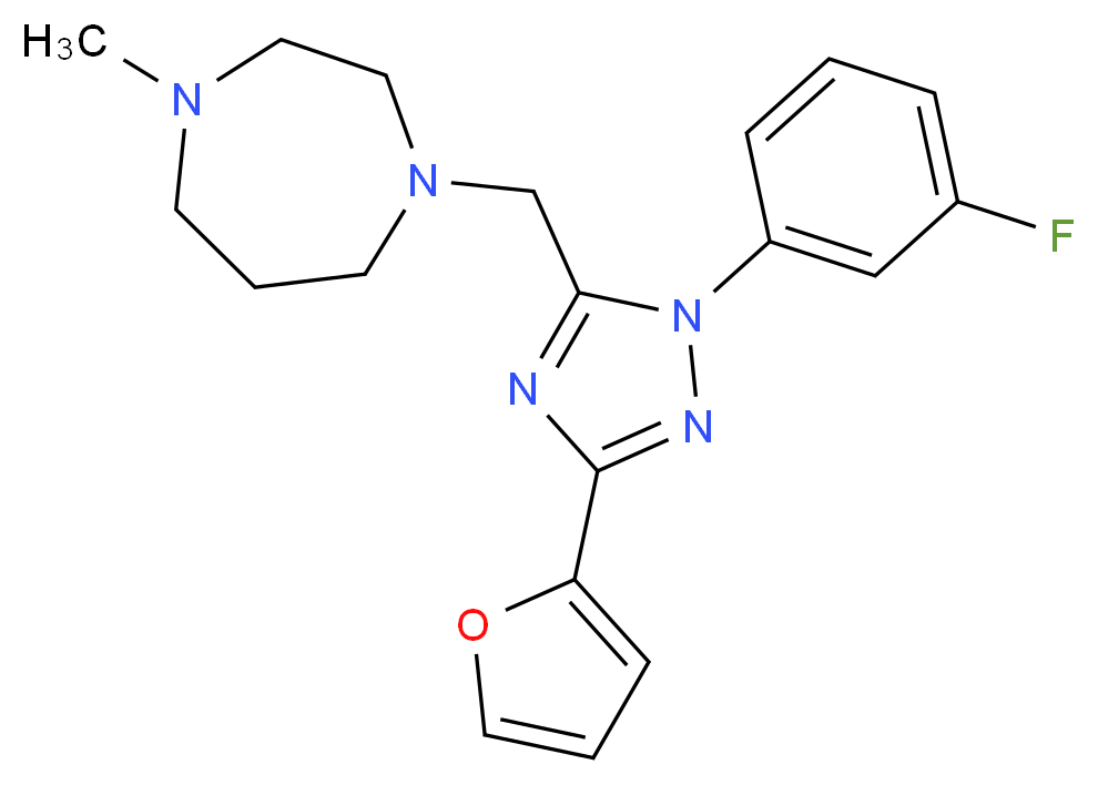 1-{[1-(3-fluorophenyl)-3-(2-furyl)-1H-1,2,4-triazol-5-yl]methyl}-4-methyl-1,4-diazepane_分子结构_CAS_)