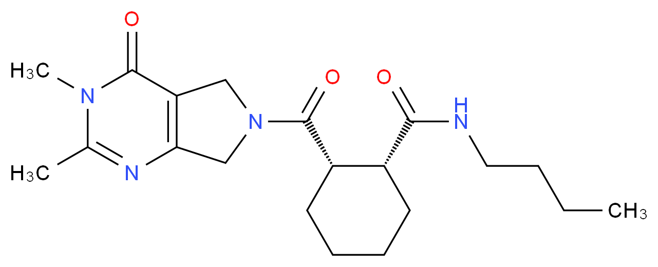 (1R*,2S*)-N-butyl-2-[(2,3-dimethyl-4-oxo-3,4,5,7-tetrahydro-6H-pyrrolo[3,4-d]pyrimidin-6-yl)carbonyl]cyclohexanecarboxamide_分子结构_CAS_)