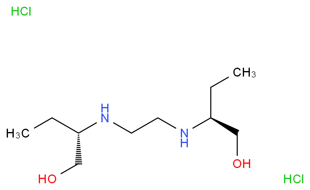 (2S)-2-[(2-{[(2S)-1-hydroxybutan-2-yl]amino}ethyl)amino]butan-1-ol dihydrochloride_分子结构_CAS_1070-11-7