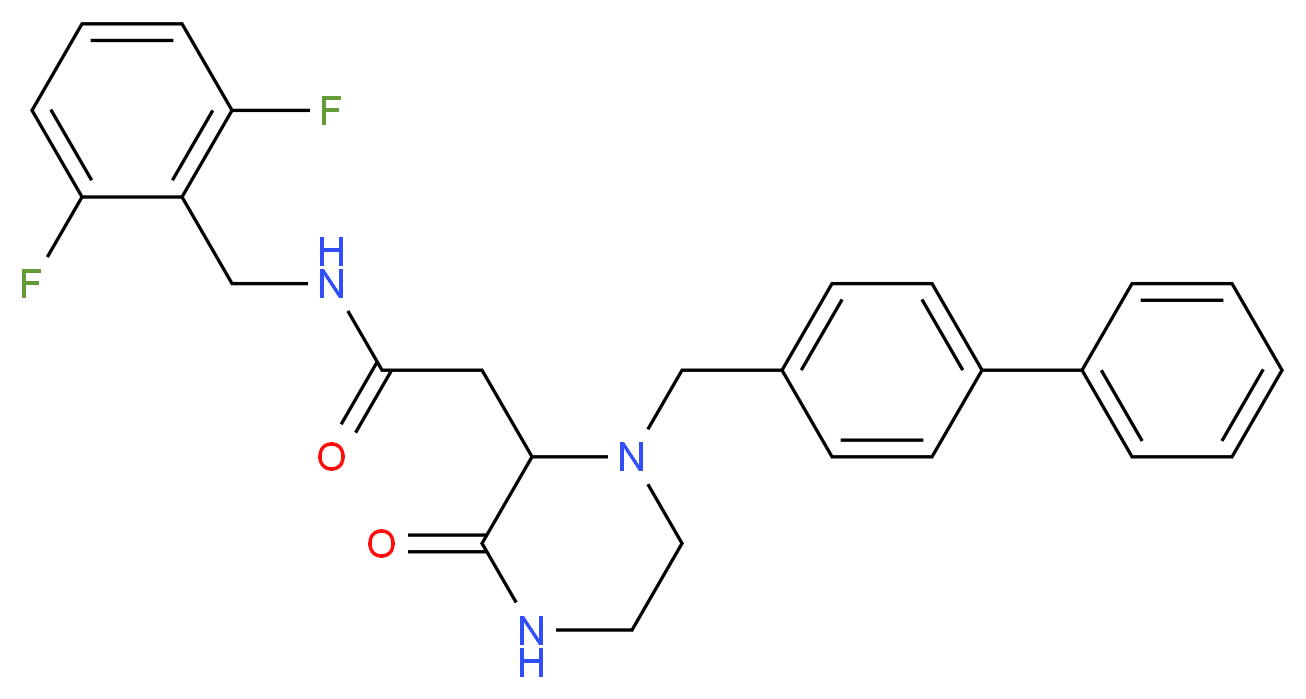 2-[1-(4-biphenylylmethyl)-3-oxo-2-piperazinyl]-N-(2,6-difluorobenzyl)acetamide_分子结构_CAS_)