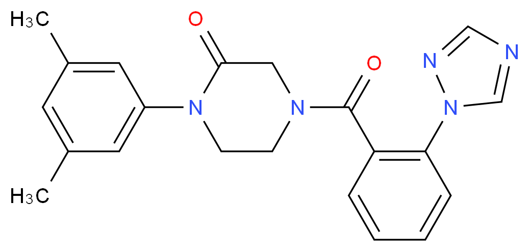 1-(3,5-dimethylphenyl)-4-[2-(1H-1,2,4-triazol-1-yl)benzoyl]-2-piperazinone_分子结构_CAS_)