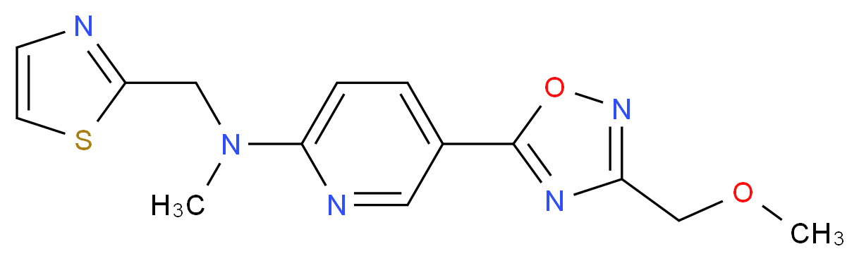 5-[3-(methoxymethyl)-1,2,4-oxadiazol-5-yl]-N-methyl-N-(1,3-thiazol-2-ylmethyl)-2-pyridinamine_分子结构_CAS_)