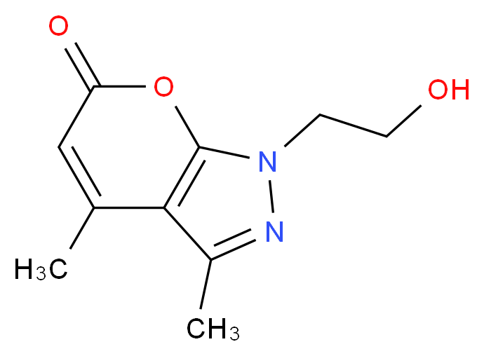 1-(2-hydroxyethyl)-3,4-dimethyl-1H,6H-pyrano[2,3-c]pyrazol-6-one_分子结构_CAS_67056-25-1
