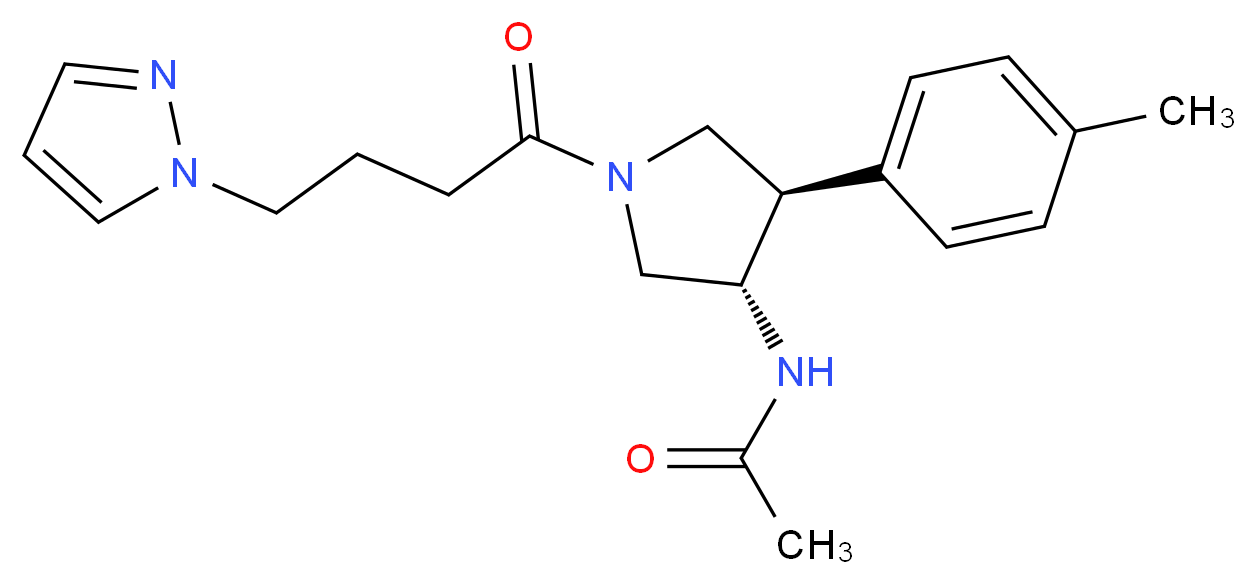 N-{(3S*,4R*)-4-(4-methylphenyl)-1-[4-(1H-pyrazol-1-yl)butanoyl]-3-pyrrolidinyl}acetamide_分子结构_CAS_)