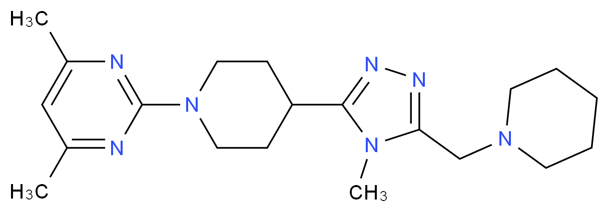 4,6-dimethyl-2-{4-[4-methyl-5-(piperidin-1-ylmethyl)-4H-1,2,4-triazol-3-yl]piperidin-1-yl}pyrimidine_分子结构_CAS_)
