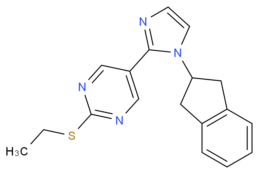 5-[1-(2,3-dihydro-1H-inden-2-yl)-1H-imidazol-2-yl]-2-(ethylthio)pyrimidine_分子结构_CAS_)