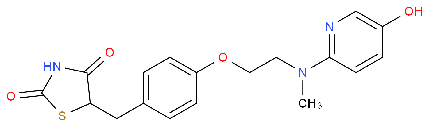 5-[(4-{2-[(5-hydroxypyridin-2-yl)(methyl)amino]ethoxy}phenyl)methyl]-1,3-thiazolidine-2,4-dione_分子结构_CAS_257883-22-0