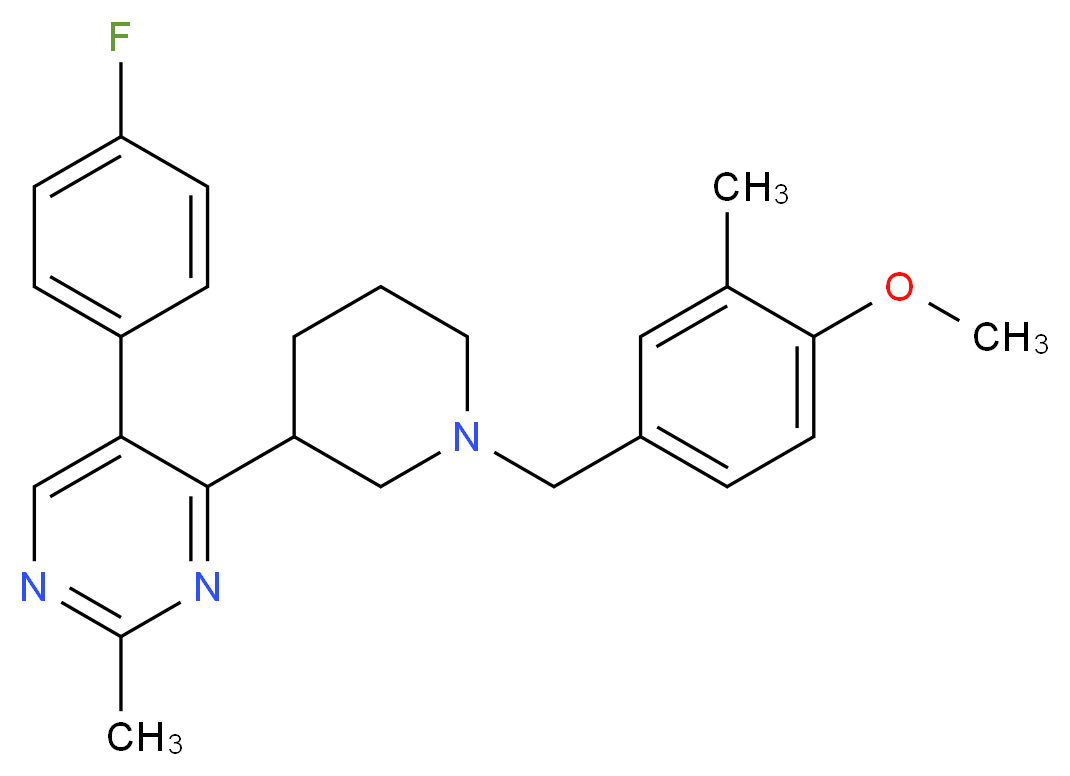 5-(4-fluorophenyl)-4-[1-(4-methoxy-3-methylbenzyl)-3-piperidinyl]-2-methylpyrimidine_分子结构_CAS_)