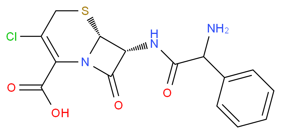 (6R,7R)-7-(2-amino-2-phenylacetamido)-3-chloro-8-oxo-5-thia-1-azabicyclo[4.2.0]oct-2-ene-2-carboxylic acid_分子结构_CAS_53994-73-3