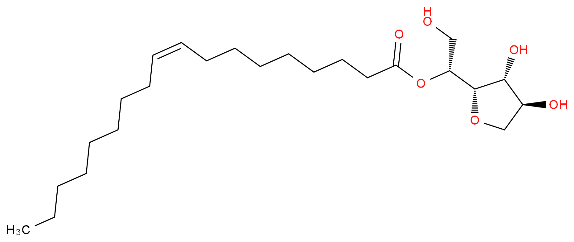 (R)-1-((2S,3R,4S)-3,4-Dihydroxytetrahydrofuran-2-yl)-2-hydroxyethyl oleate_分子结构_CAS_1338-43-8)