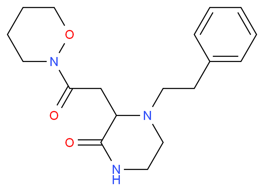 3-[2-(1,2-oxazinan-2-yl)-2-oxoethyl]-4-(2-phenylethyl)-2-piperazinone_分子结构_CAS_)