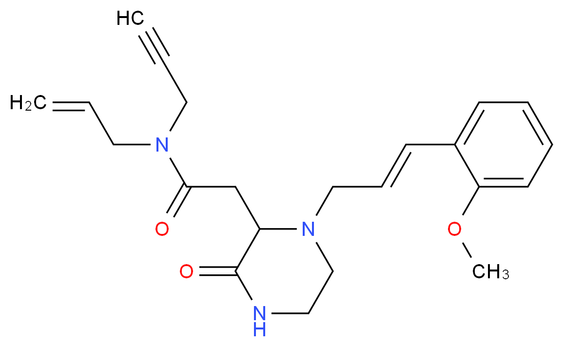 N-allyl-2-{1-[(2E)-3-(2-methoxyphenyl)-2-propen-1-yl]-3-oxo-2-piperazinyl}-N-2-propyn-1-ylacetamide_分子结构_CAS_)