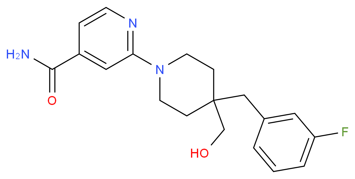 2-[4-(3-fluorobenzyl)-4-(hydroxymethyl)piperidin-1-yl]isonicotinamide_分子结构_CAS_)