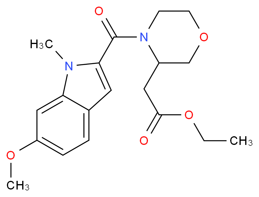 ethyl {4-[(6-methoxy-1-methyl-1H-indol-2-yl)carbonyl]morpholin-3-yl}acetate_分子结构_CAS_)