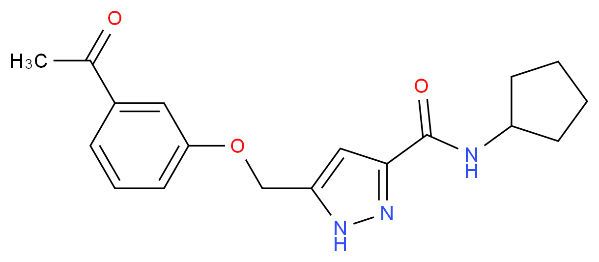 5-[(3-acetylphenoxy)methyl]-N-cyclopentyl-1H-pyrazole-3-carboxamide_分子结构_CAS_)