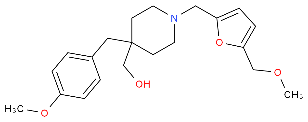 (4-(4-methoxybenzyl)-1-{[5-(methoxymethyl)-2-furyl]methyl}-4-piperidinyl)methanol_分子结构_CAS_)