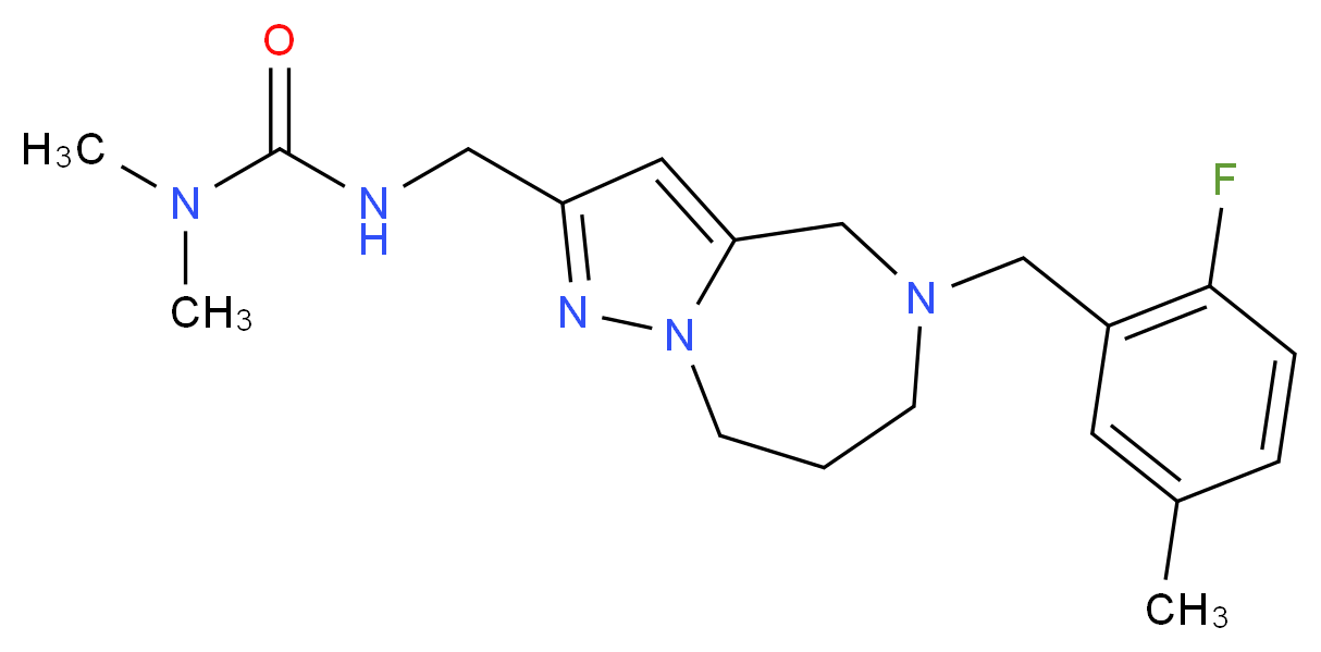 N'-{[5-(2-fluoro-5-methylbenzyl)-5,6,7,8-tetrahydro-4H-pyrazolo[1,5-a][1,4]diazepin-2-yl]methyl}-N,N-dimethylurea_分子结构_CAS_)