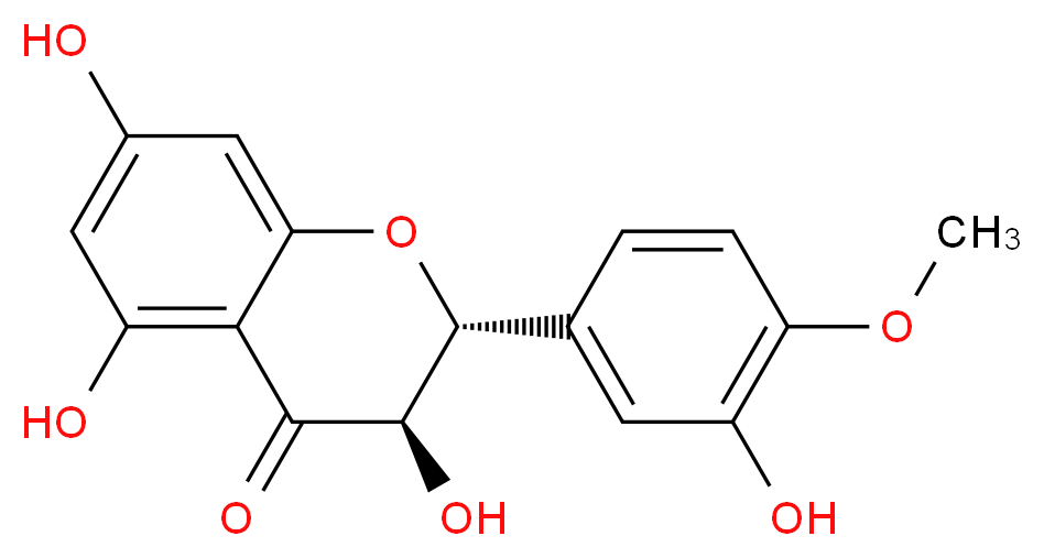 (2R,3R)-3,5,7-trihydroxy-2-(3-hydroxy-4-methoxyphenyl)-3,4-dihydro-2H-1-benzopyran-4-one_分子结构_CAS_70411-27-7