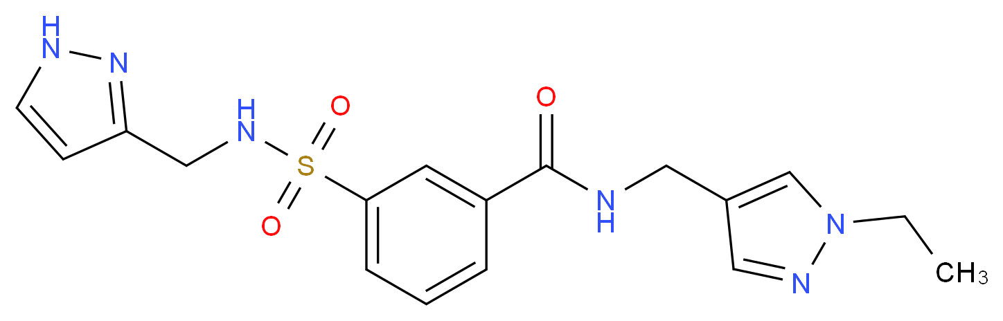 N-[(1-ethyl-1H-pyrazol-4-yl)methyl]-3-{[(1H-pyrazol-3-ylmethyl)amino]sulfonyl}benzamide_分子结构_CAS_)