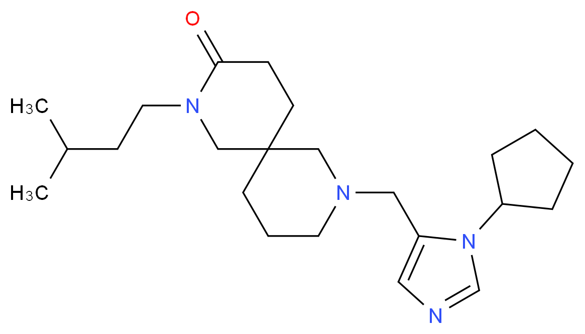 8-[(1-cyclopentyl-1H-imidazol-5-yl)methyl]-2-(3-methylbutyl)-2,8-diazaspiro[5.5]undecan-3-one_分子结构_CAS_)