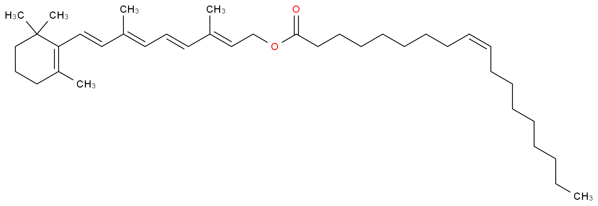 (2E,4E,6E,8E)-3,7-dimethyl-9-(2,6,6-trimethylcyclohex-1-en-1-yl)nona-2,4,6,8-tetraen-1-yl (9Z)-octadec-9-enoate_分子结构_CAS_631-88-9
